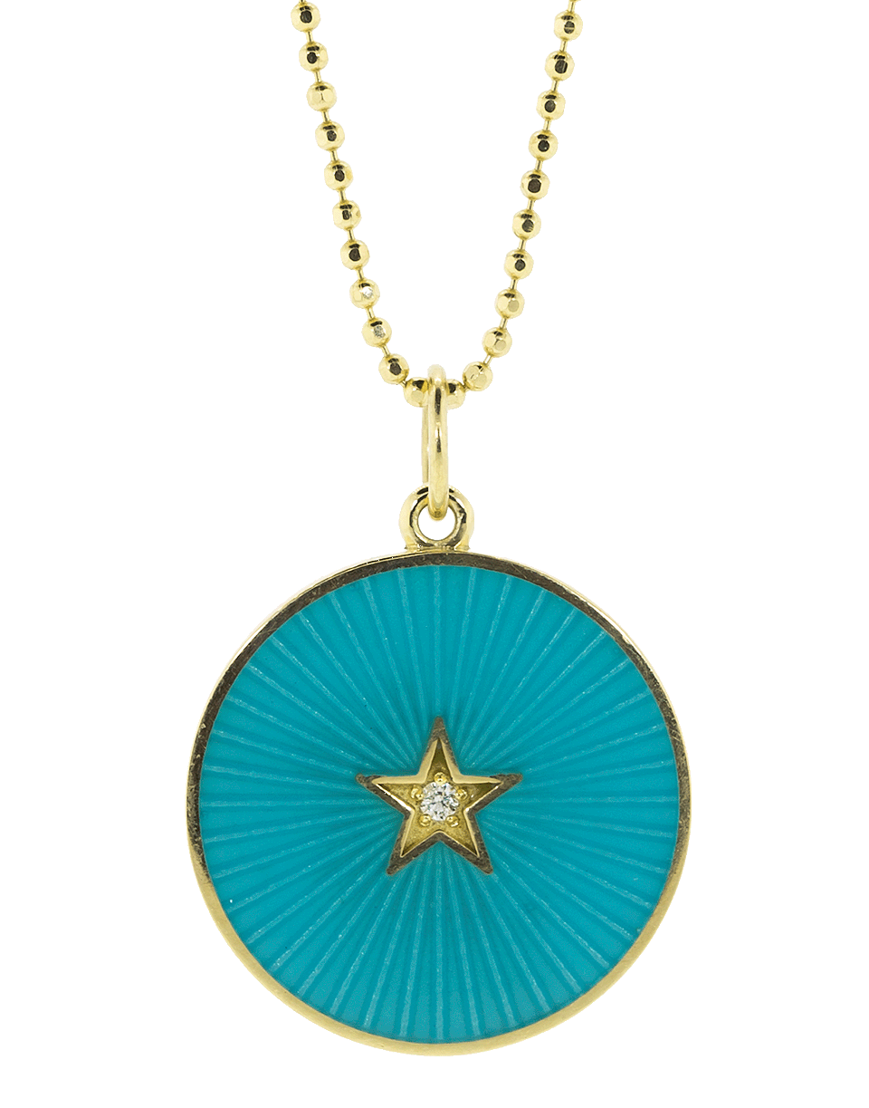 ANDREA FOHRMAN-Turquoise Enamel Star Necklace-YELLOW GOLD