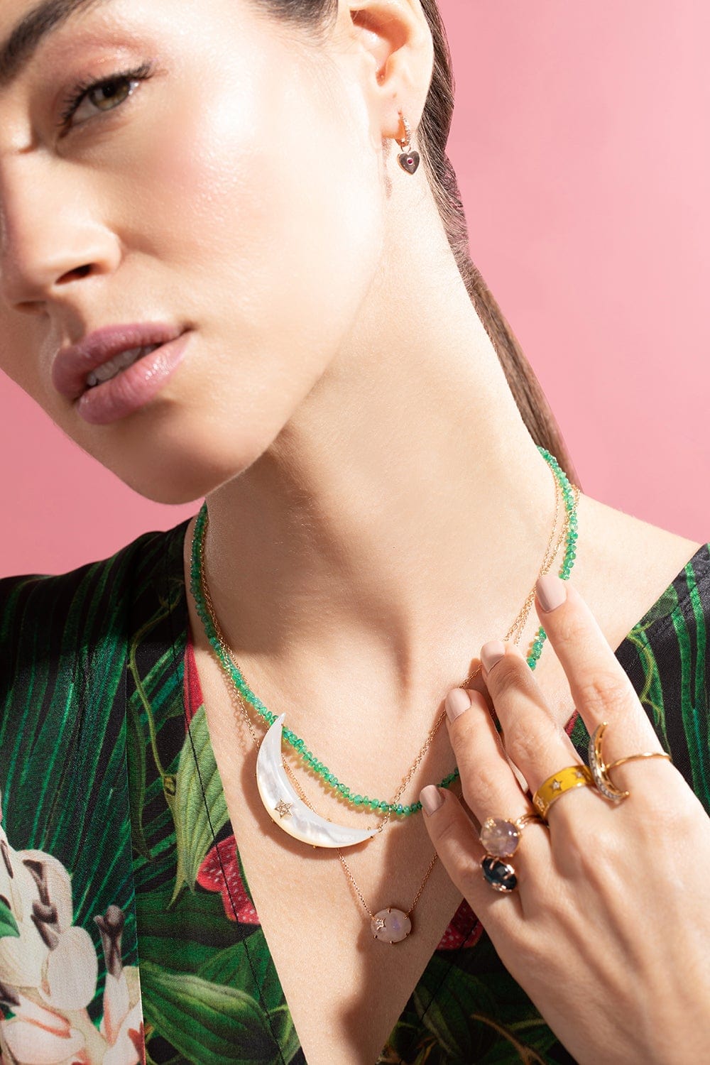 ANDREA FOHRMAN-White Moonstone Calypso Necklace-YELLOW GOLD