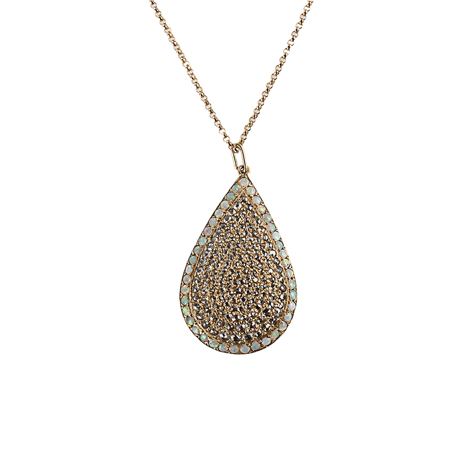 ANDREA FOHRMAN-Big Drop Rosecut Diamond Pendant Necklace with Opals-YLW GOLD