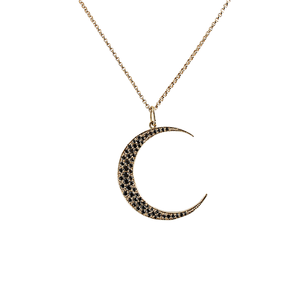 ANDREA FOHRMAN-Luna Moon Necklace with Black Diamonds-YLW GOLD