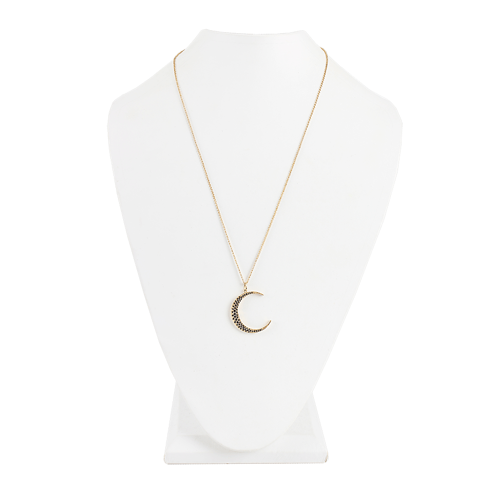 ANDREA FOHRMAN-Luna Moon Necklace with Black Diamonds-YLW GOLD
