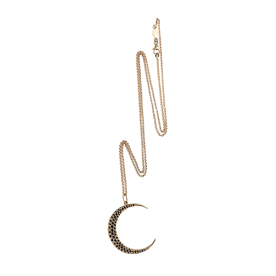 ANDREA FOHRMAN-Luna Moon Necklace with Black Diamonds-YLW GOLD