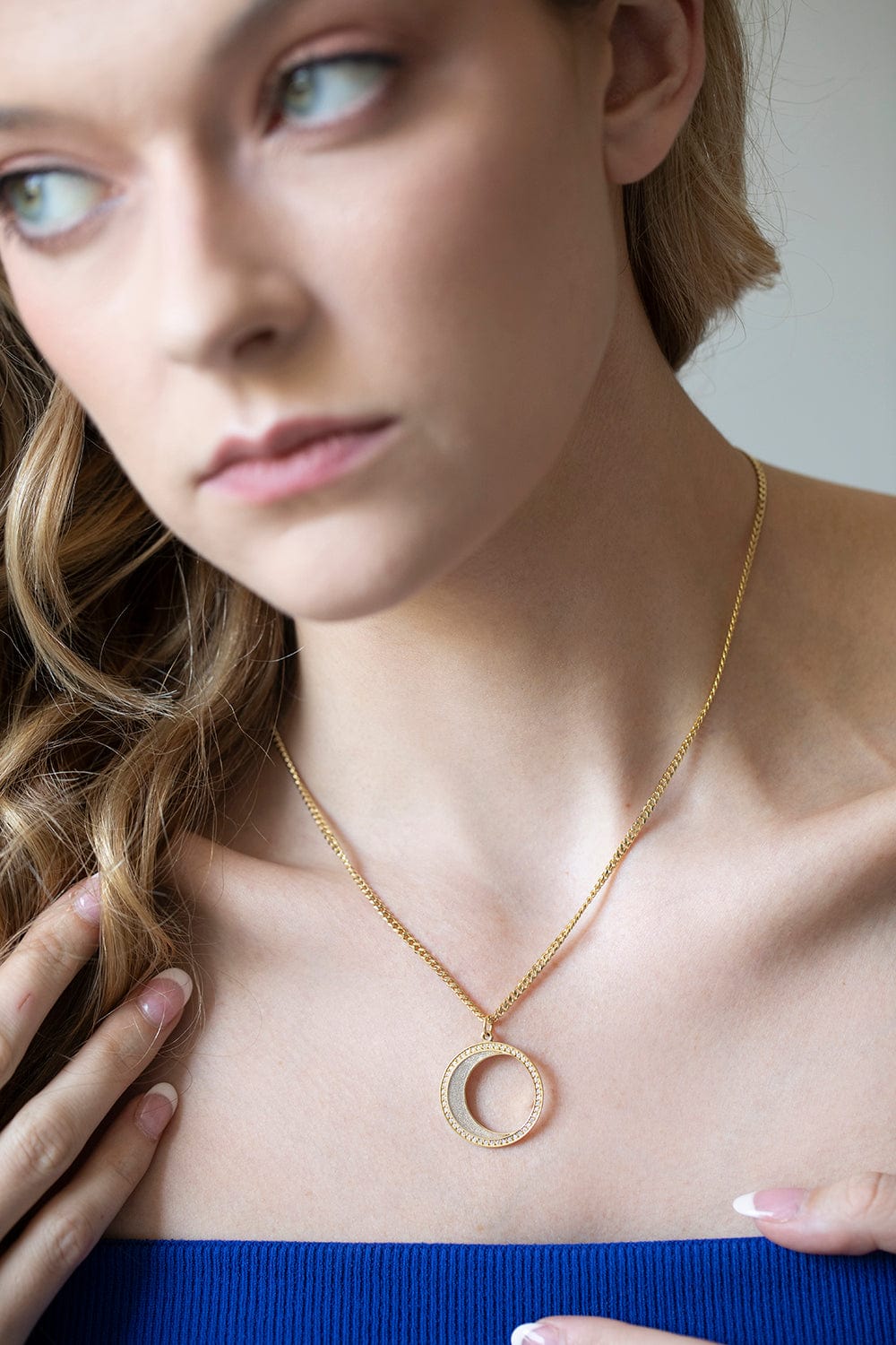 ANDREA FOHRMAN-Large Mauve Waning Moon Pendant-YELLOW GOLD