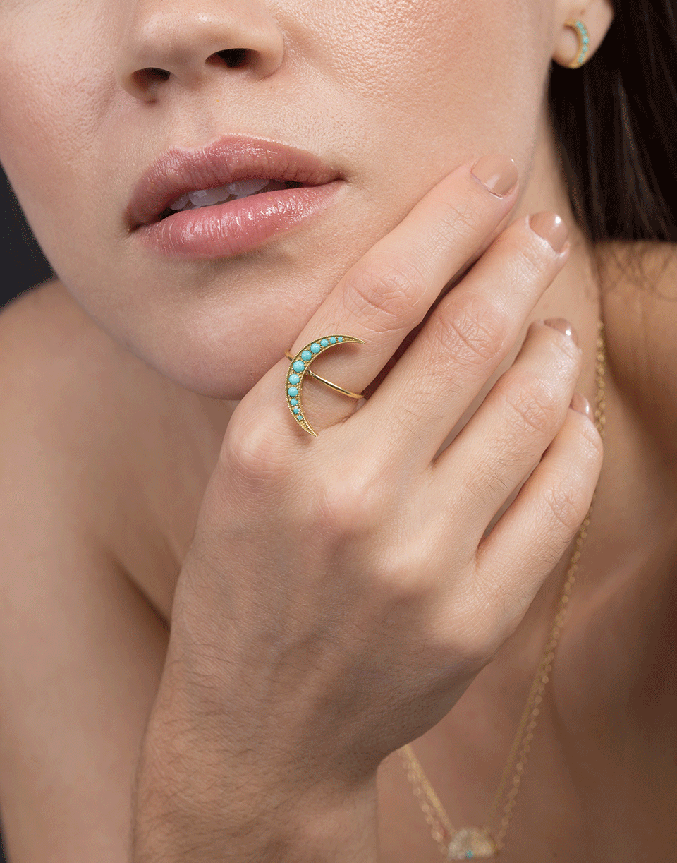 ANDREA FOHRMAN-Medium Turquoise Luna Ring-YELLOW GOLD