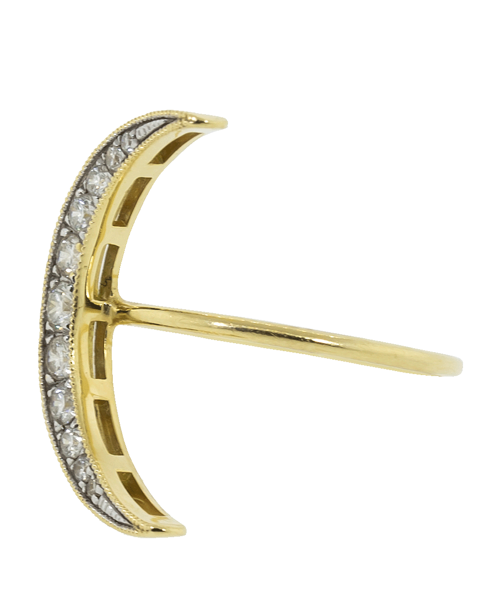 ANDREA FOHRMAN-Medium White Diamond Luna Ring-YELLOW GOLD