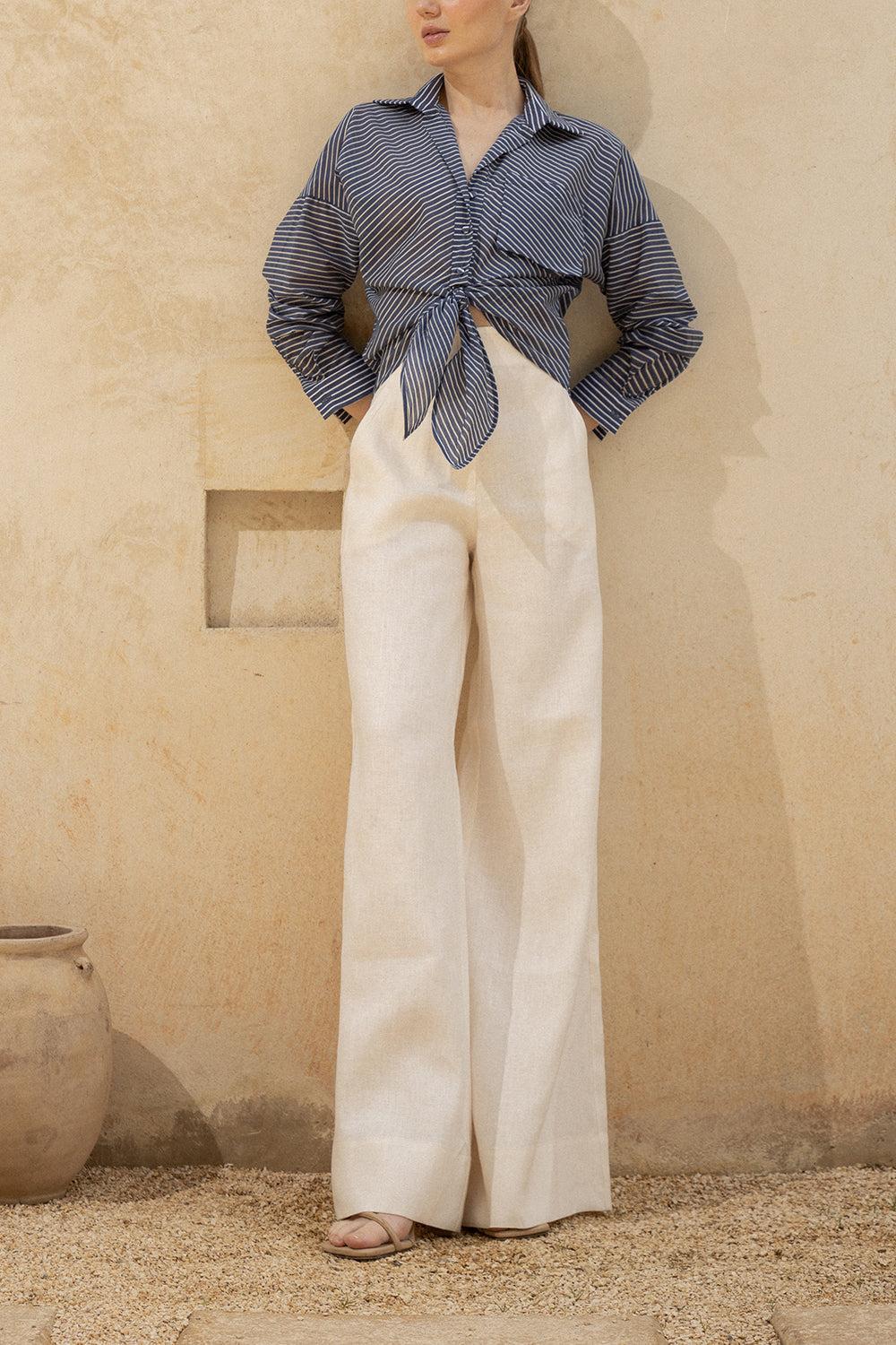 Illusion Natural Blouse-NVYSTRIP-0-CLOTHINGTOPBLOUSE-ANDRES OTALORA