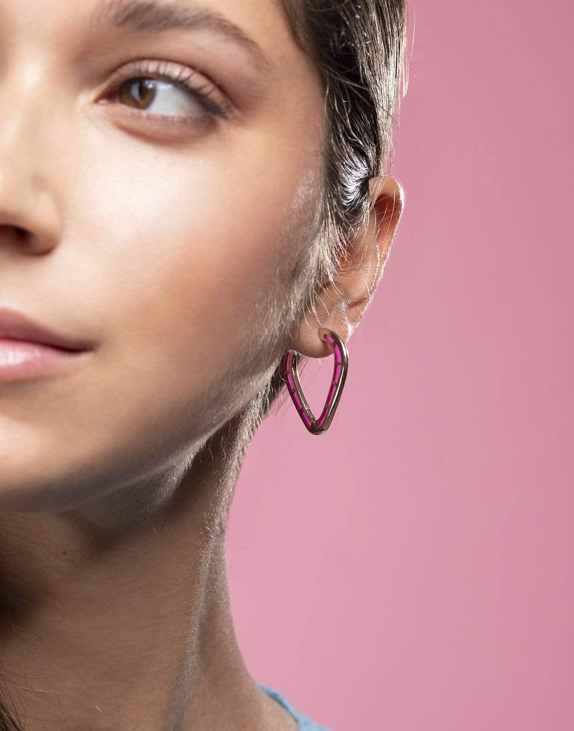 ANDY LIF-Purple Enamel Cobra Hoops-WHITE GOLD