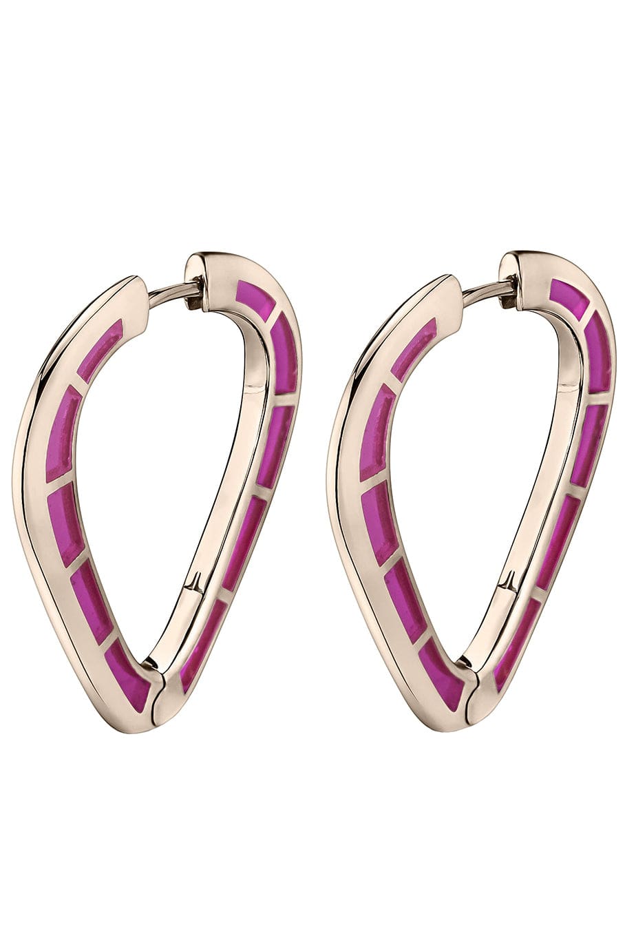 ANDY LIF-Purple Enamel Cobra Hoops-WHITE GOLD