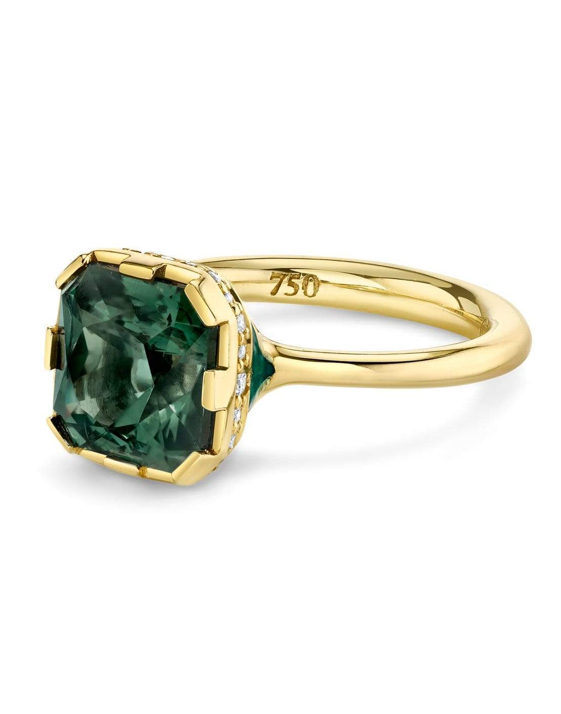 ANDY LIF-Sea Foam Tourmaline Enamel Ring-YELLOW GOLD