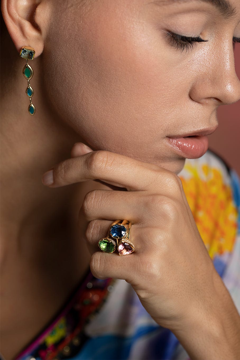 ANDY LIF-Aquamarine Gem Drop Earrings-YELLOW GOLD