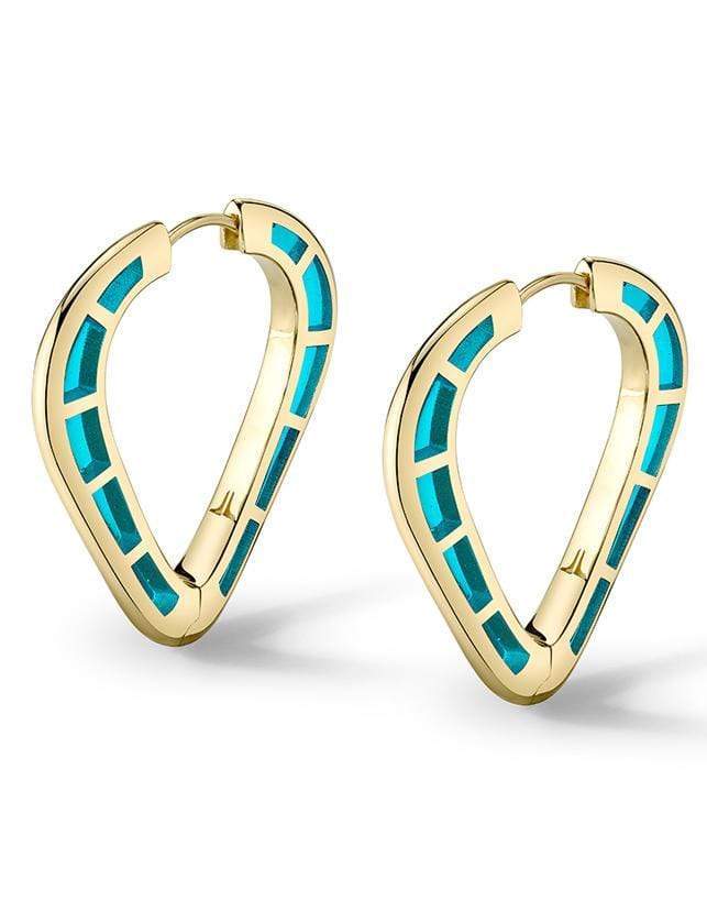 ANDY LIF-Light Blue Enamel Cobra Hoops-YELLOW GOLD