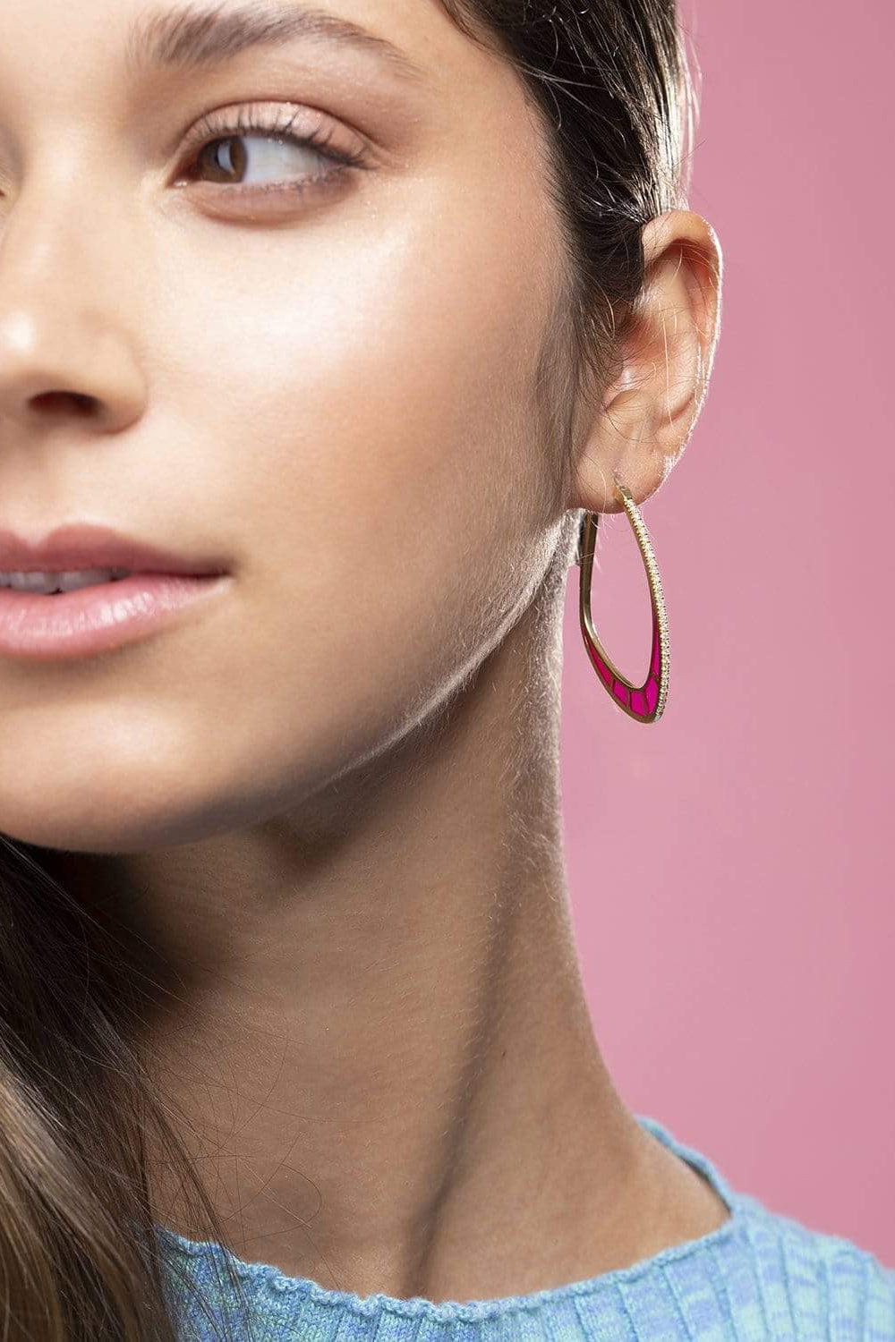 ANDY LIF-Red Enamel Diamond Cica Earrings-YELLOW GOLD
