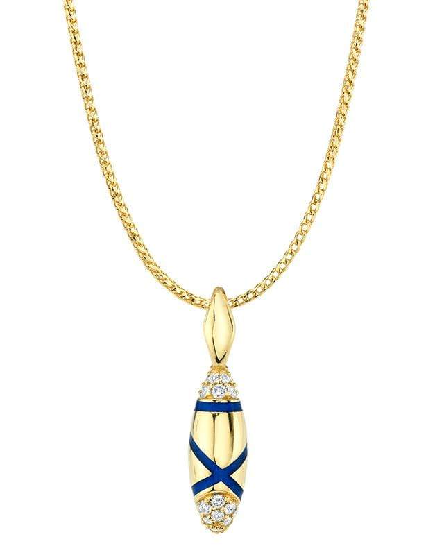 ANDY LIF-Blue Enamel and Diamond Etta Necklace-YELLOW GOLD