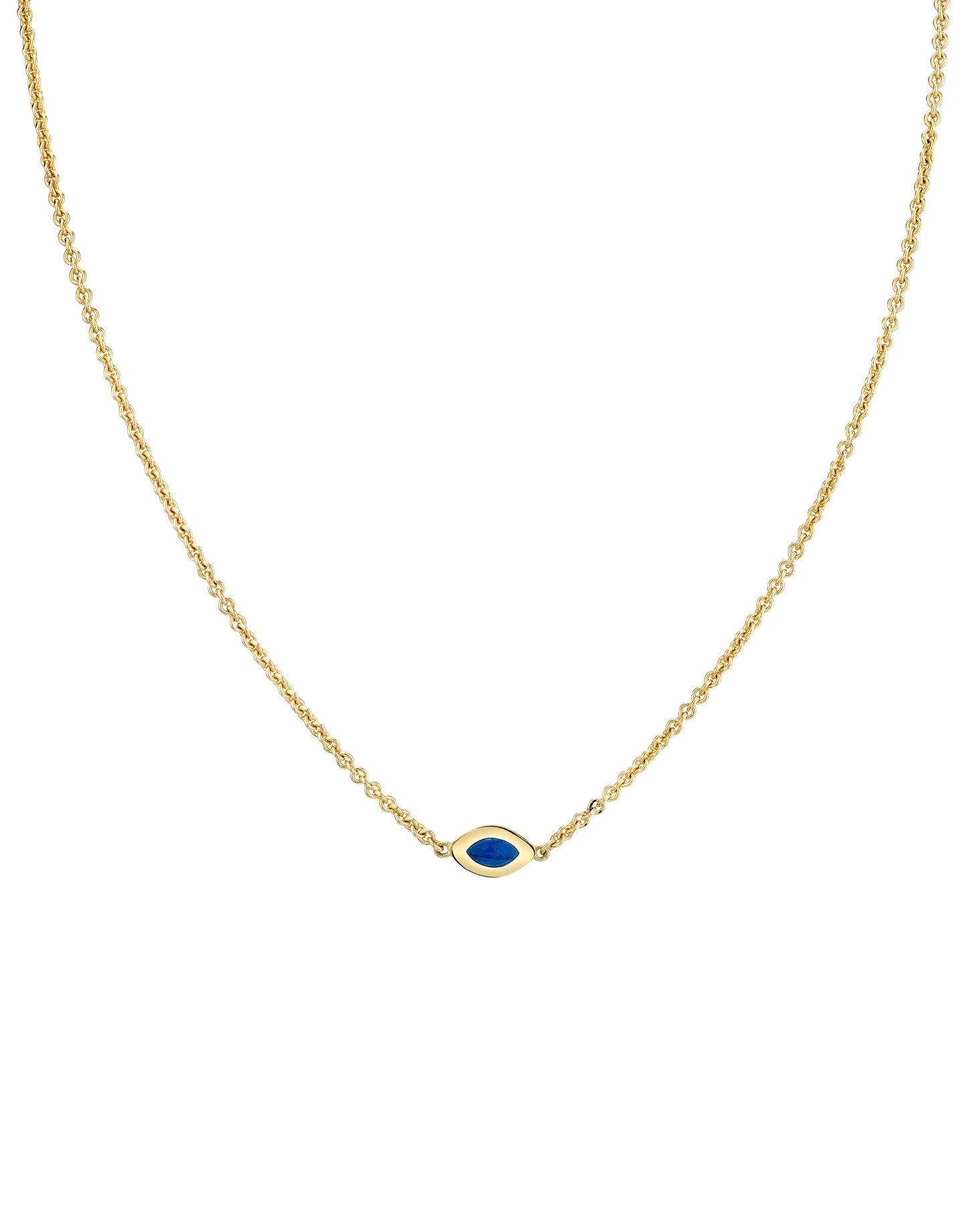 ANDY LIF-Blue Enamel Cats Eye Necklace-YELLOW GOLD