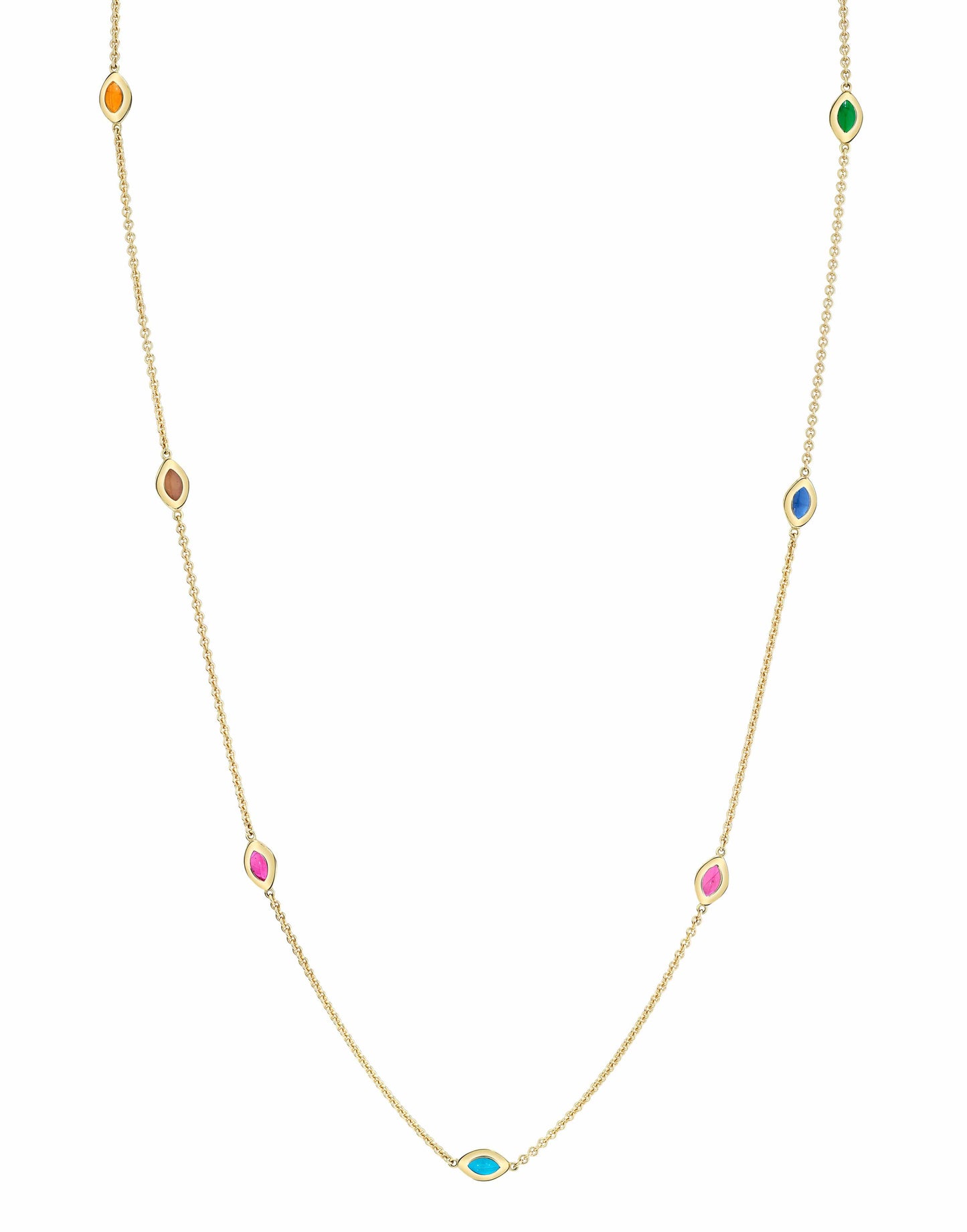 ANDY LIF-Cat Eye Link Necklace 7 Colors-YELLOW GOLD