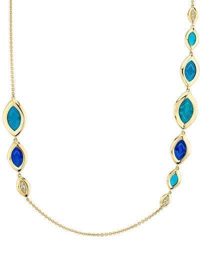 ANDY LIF-Graduated Blue Enamel Diamond Necklace-YELLOW GOLD