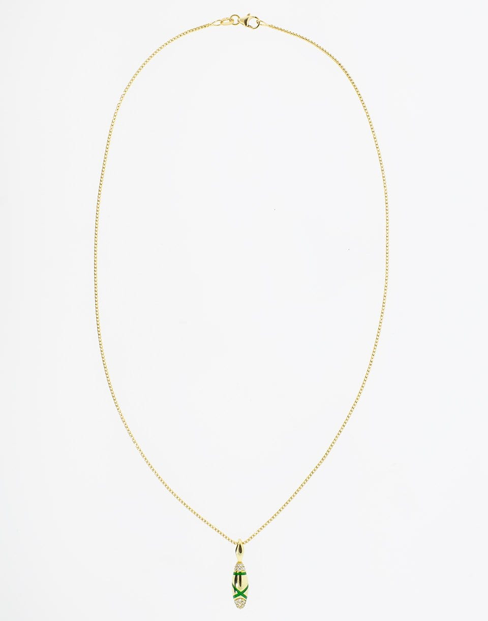 ANDY LIF-Green Enamel and Diamond Etta Necklace-YELLOW GOLD