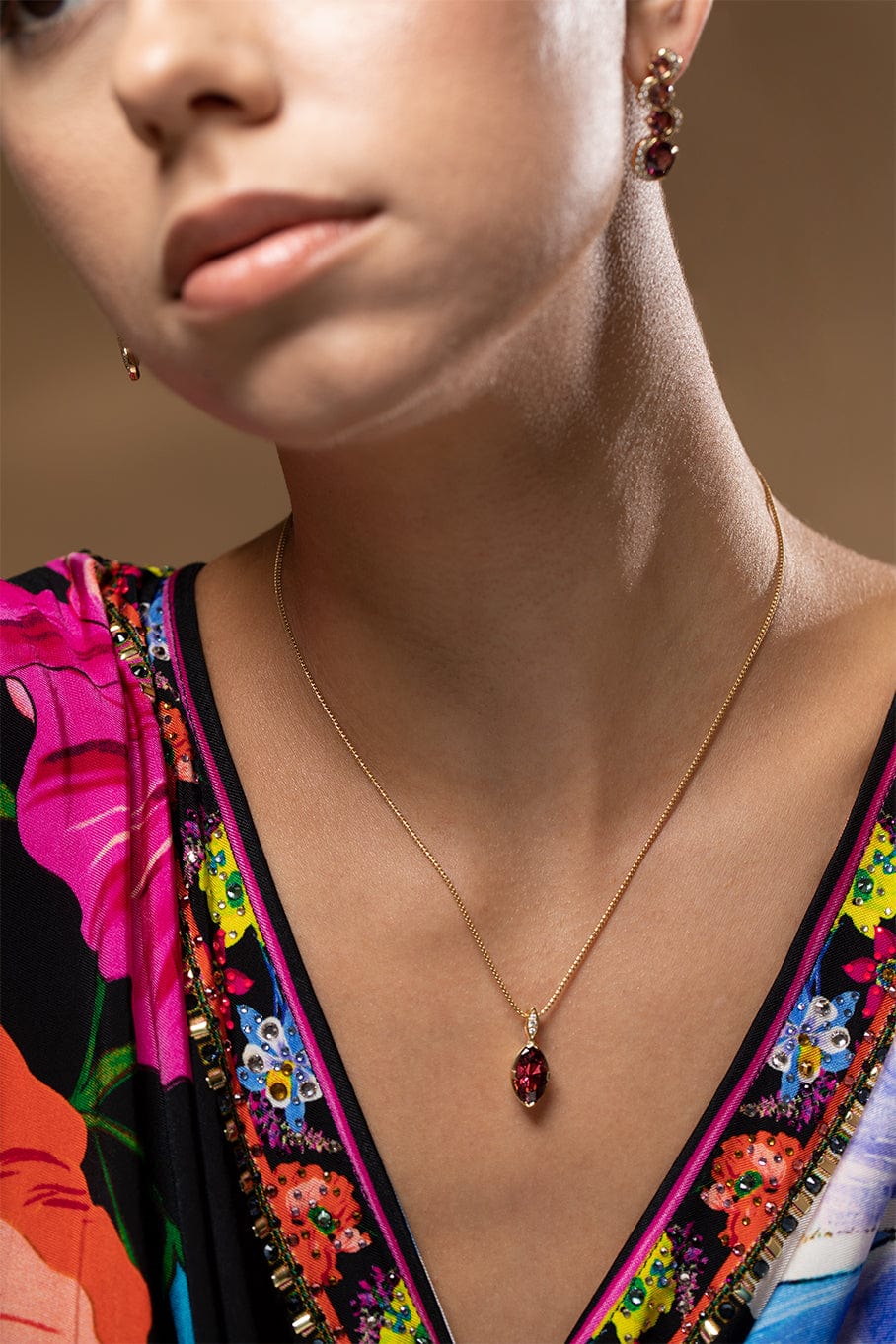 ANDY LIF-Rhodolite Garnet Pendant Necklace-YELLOW GOLD
