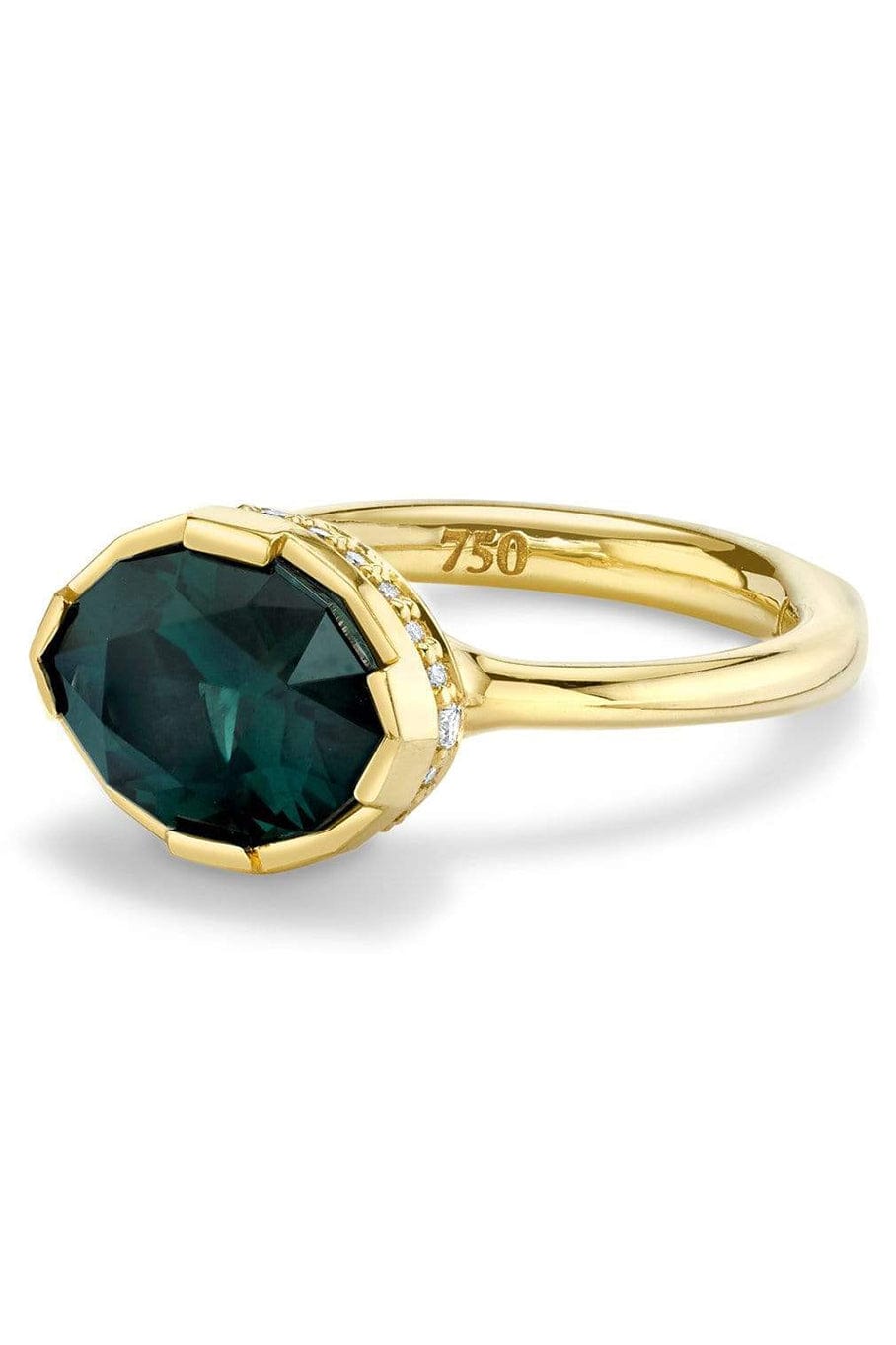 ANDY LIF-Sea Foam Tourmaline Diamond Ring-YELLOW GOLD