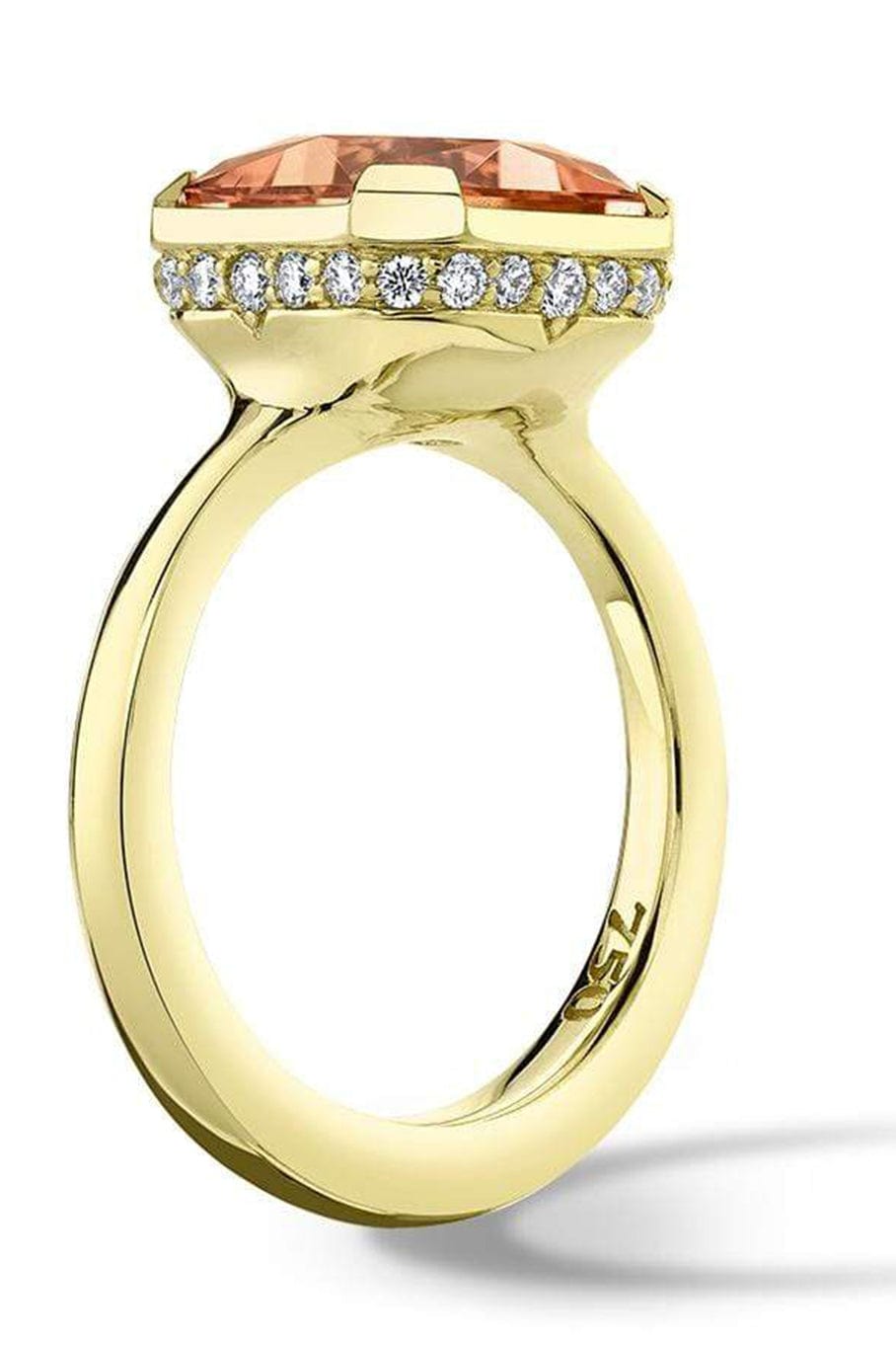 ANDY LIF-Peach Tourmaline and Diamond Ring-YELLOW GOLD