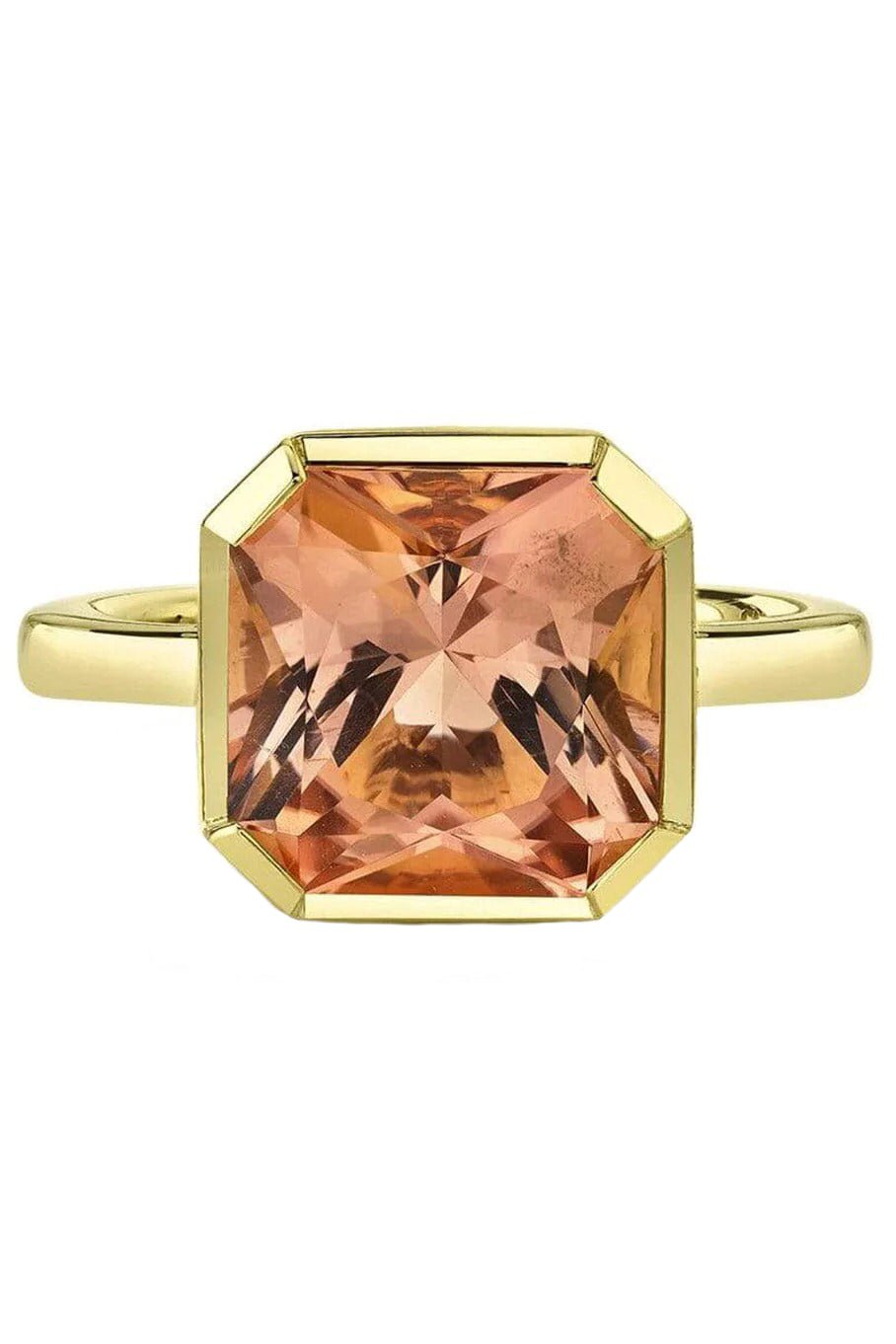 ANDY LIF-Peach Tourmaline and Diamond Ring-YELLOW GOLD