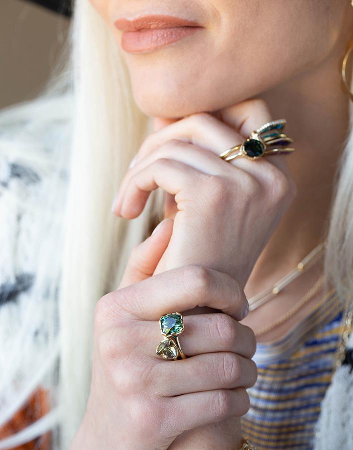 ANDY LIF-Andalusite and Lapis Ring-YELLOW GOLD
