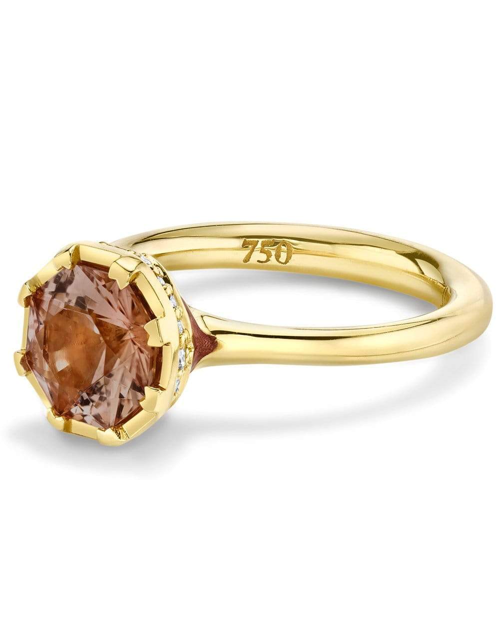 ANDY LIF-Champagne Tourmaline Enamel Diamond Ring-YELLOW GOLD