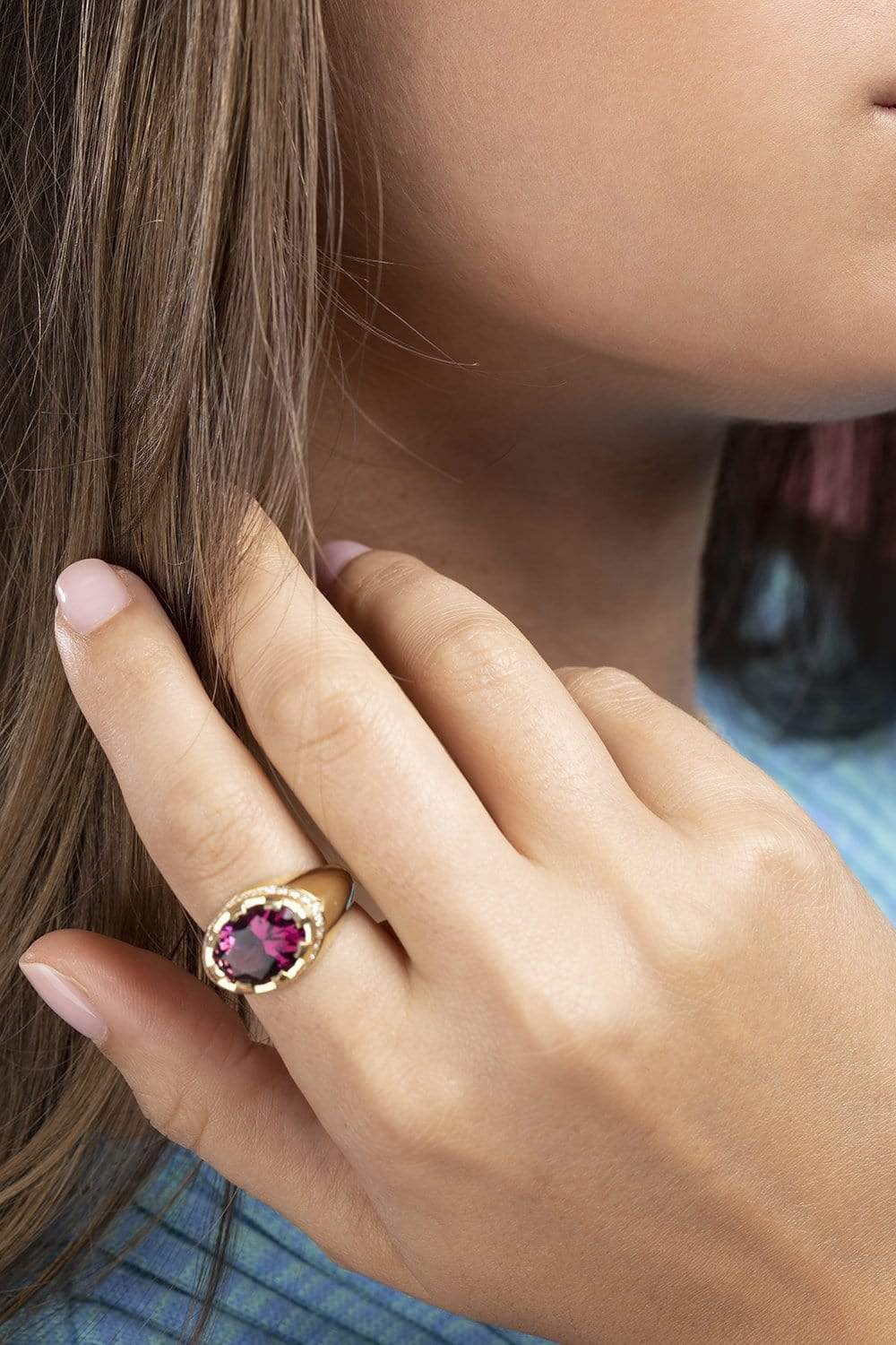 ANDY LIF-Pink Tourmaline and Diamond Ring-YELLOW GOLD