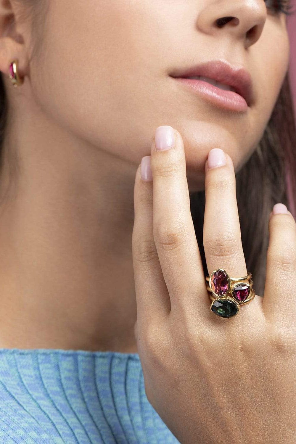 ANDY LIF-Purple Garnet Crown Ring-YELLOW GOLD