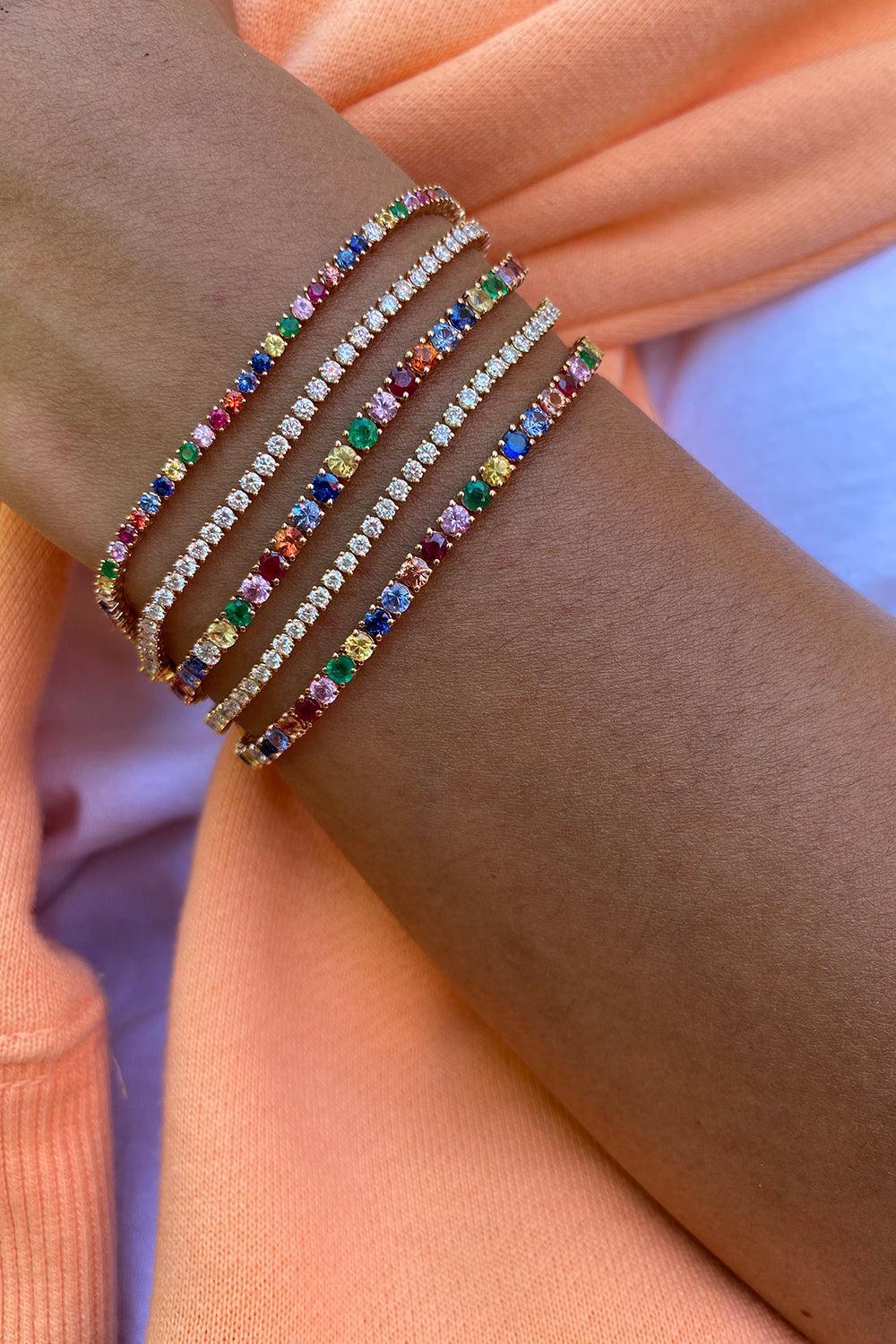 Small Multi-Color Hepburn Bracelet-ROSE GOLD-JEWELRYFINE JEWELBRACELET O-ANITA KO