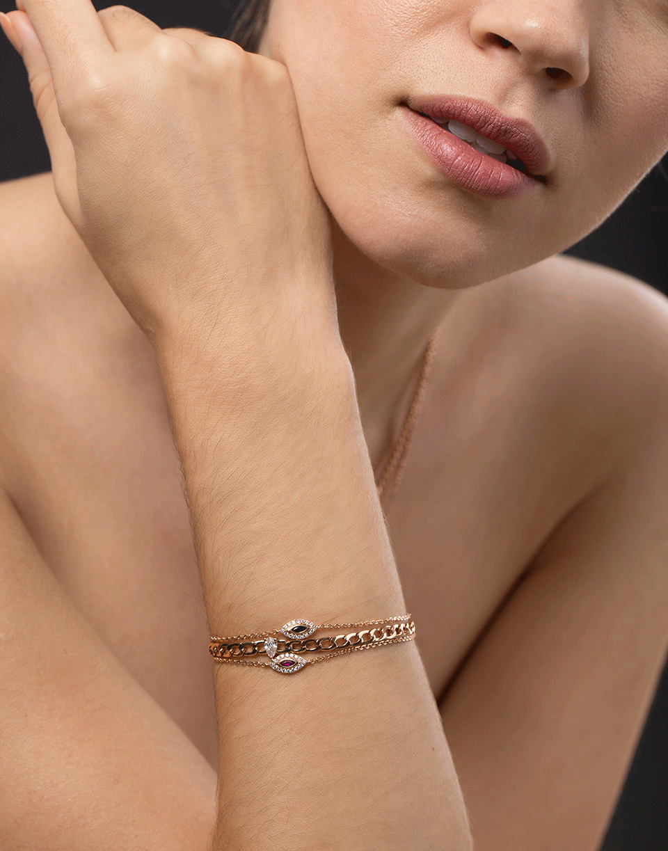 ANITA KO-Small Ruby Evil Eye Bracelet-ROSE GOLD