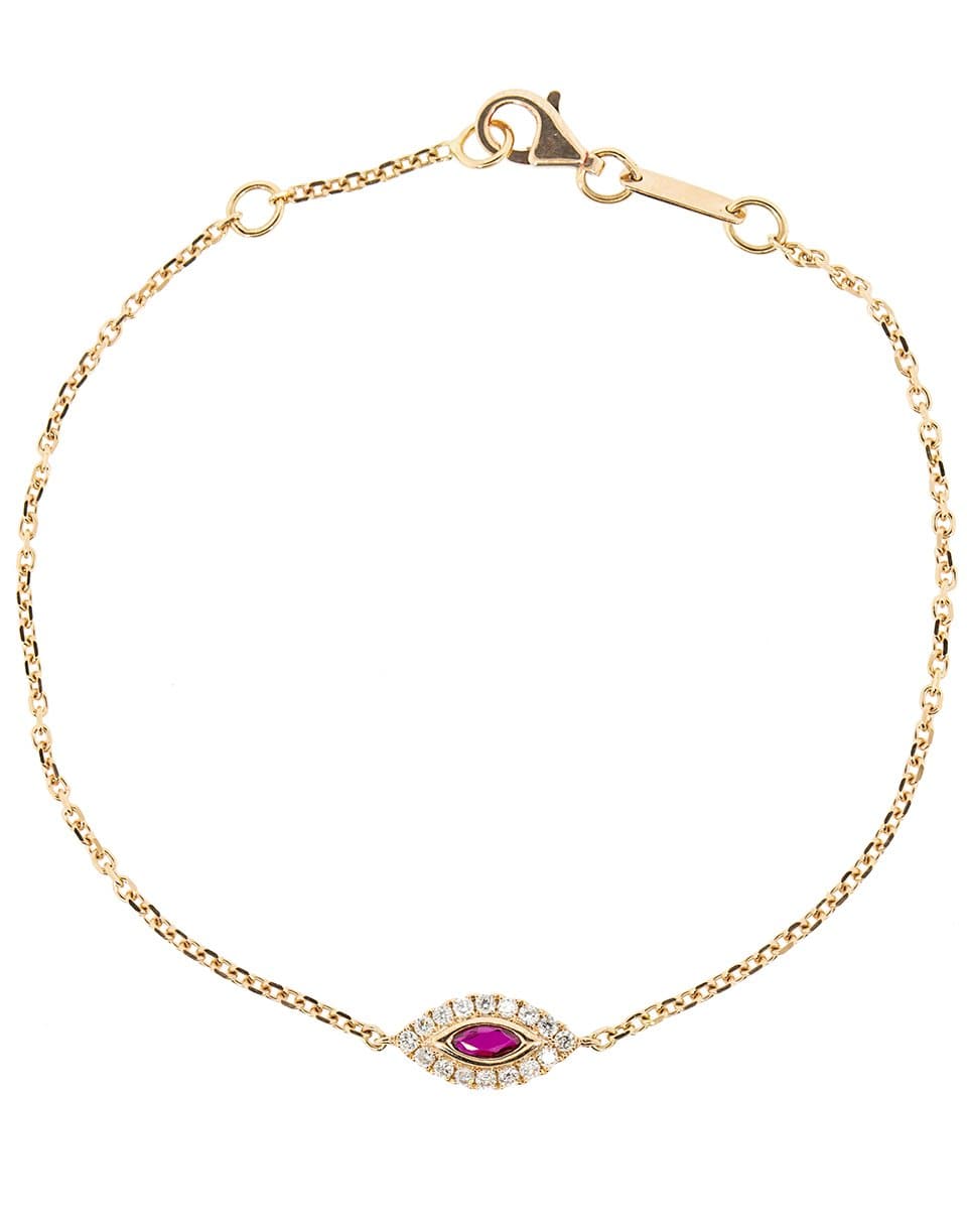 ANITA KO-Small Ruby Evil Eye Bracelet-ROSE GOLD