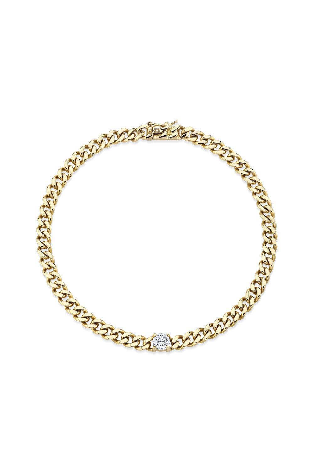 Diamond Center Small Cuban Link Bracelet-YELLOW GOLD-6.5-JEWELRYFINE JEWELBRACELET O-ANITA KO