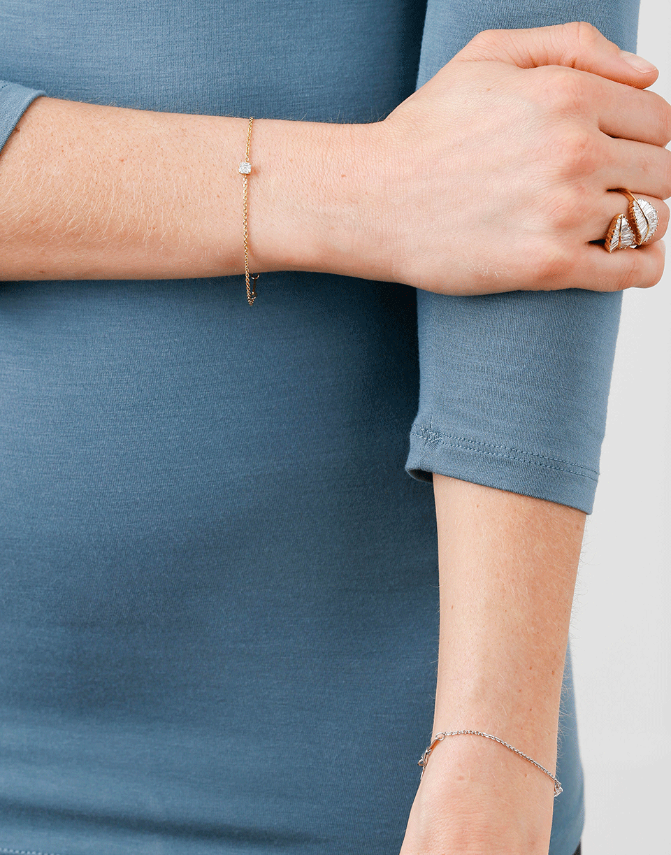 ANITA KO-Asscher Diamond Chain Bracelet-YELLOW GOLD