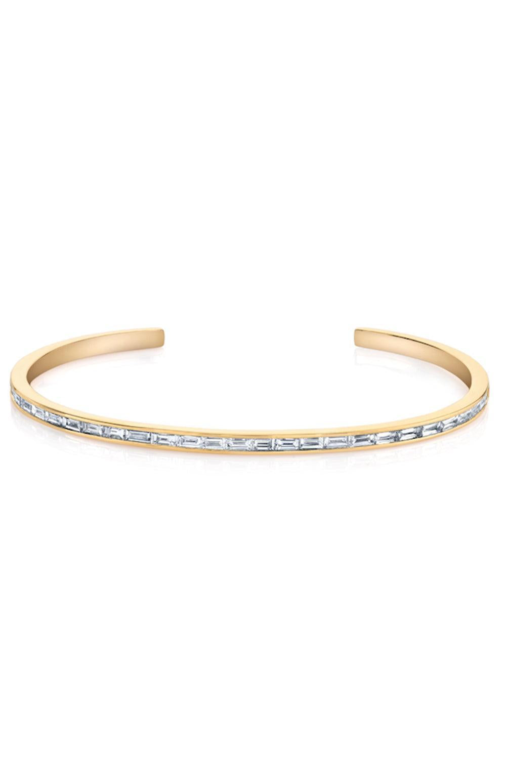 Baguette Diamond Cuff Bracelet-YELLOW GOLD-JEWELRYFINE JEWELBRACELET O-ANITA KO