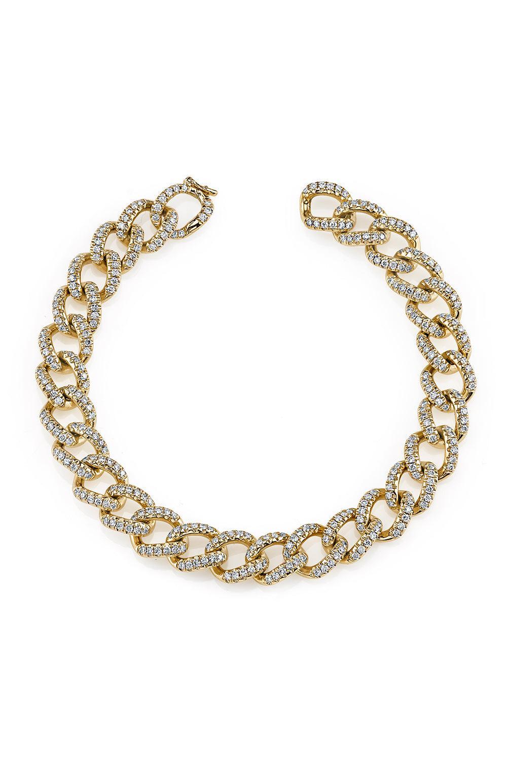Diamond Naples Chain Link Bracelet-YELLOW GOLD-JEWELRYFINE JEWELBRACELET O-ANITA KO
