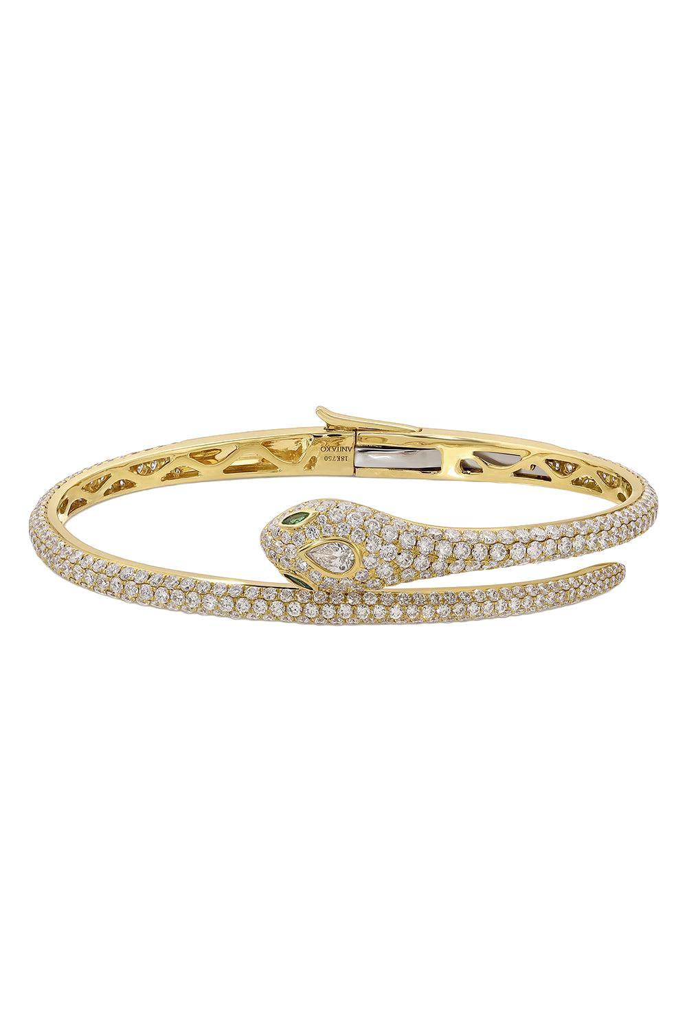 Diamond Snake Coil Bracelet-YELLOW GOLD-JEWELRYFINE JEWELBRACELET O-ANITA KO