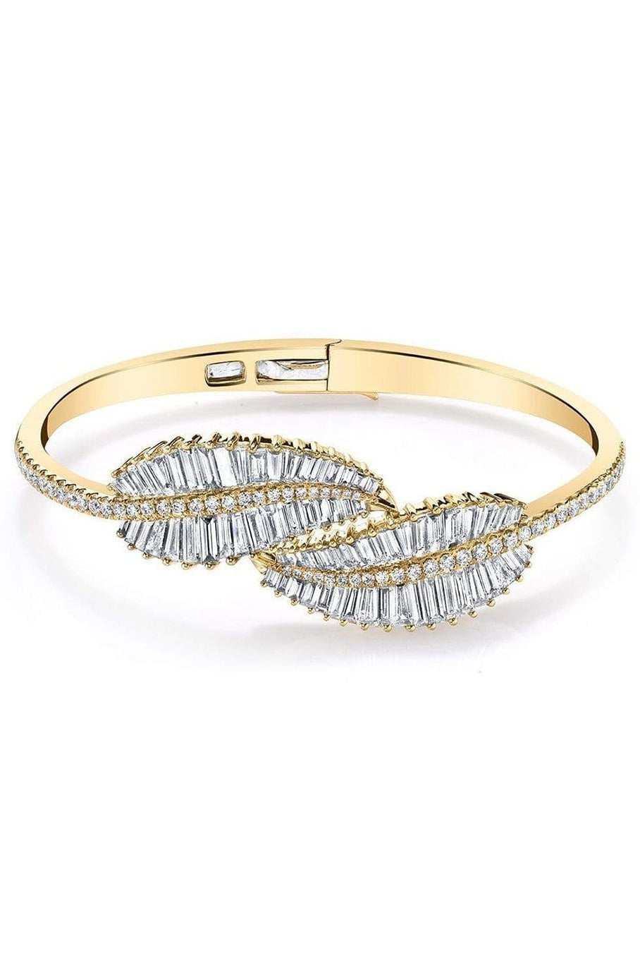 ANITA KO-Yellow Gold Baguette Palm Leaf Diamond Bracelet-YELLOW GOLD