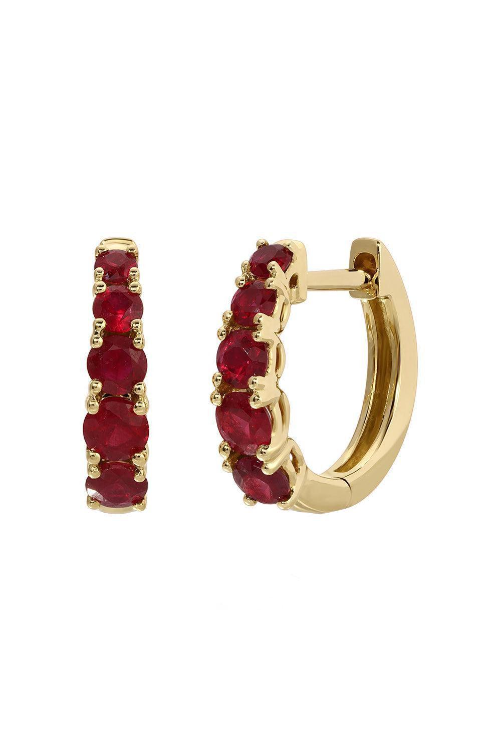 Graduated Ruby Huggie Earrings