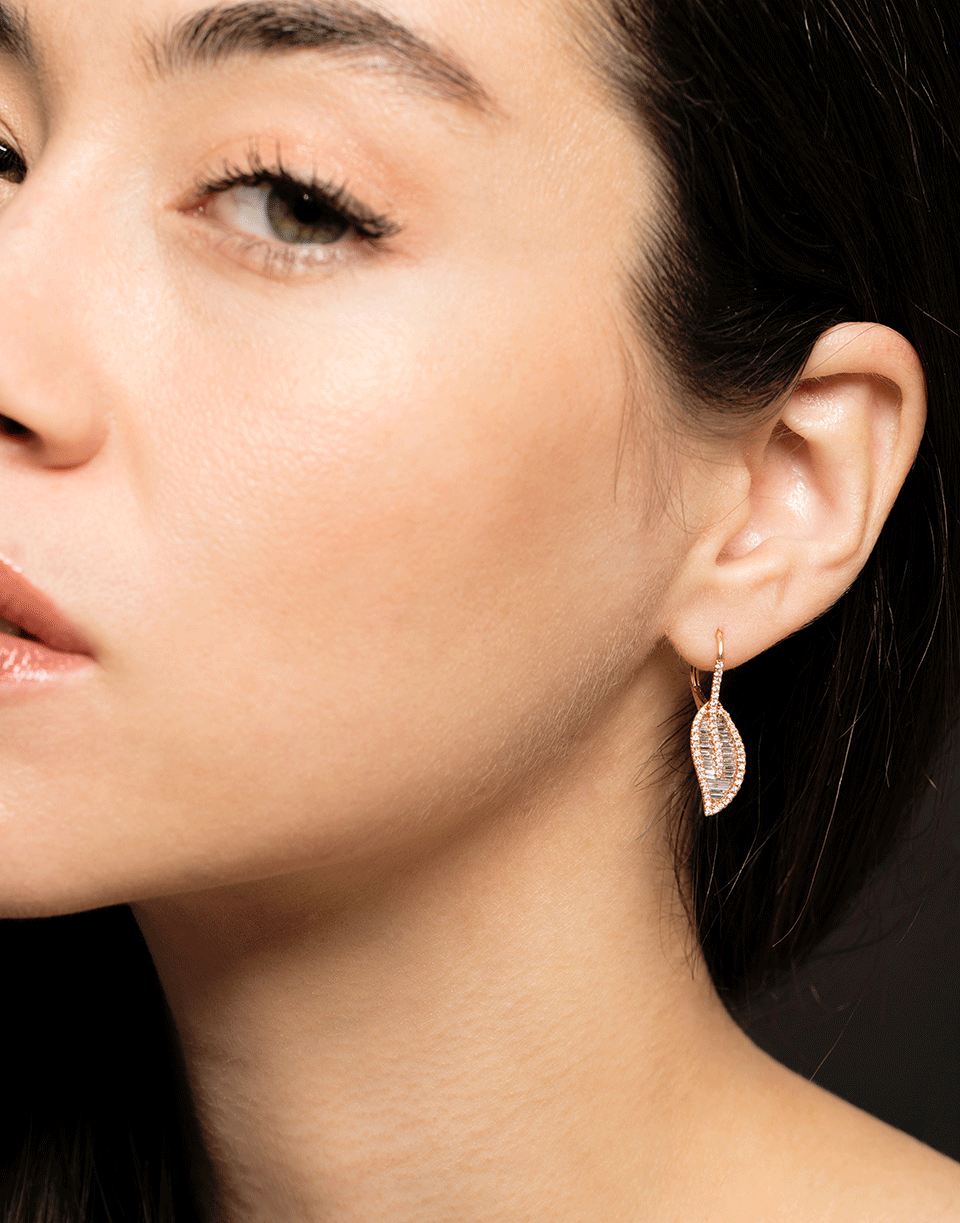 ANITA KO-Diamond Leaf Drop Earrings-ROSE GOLD