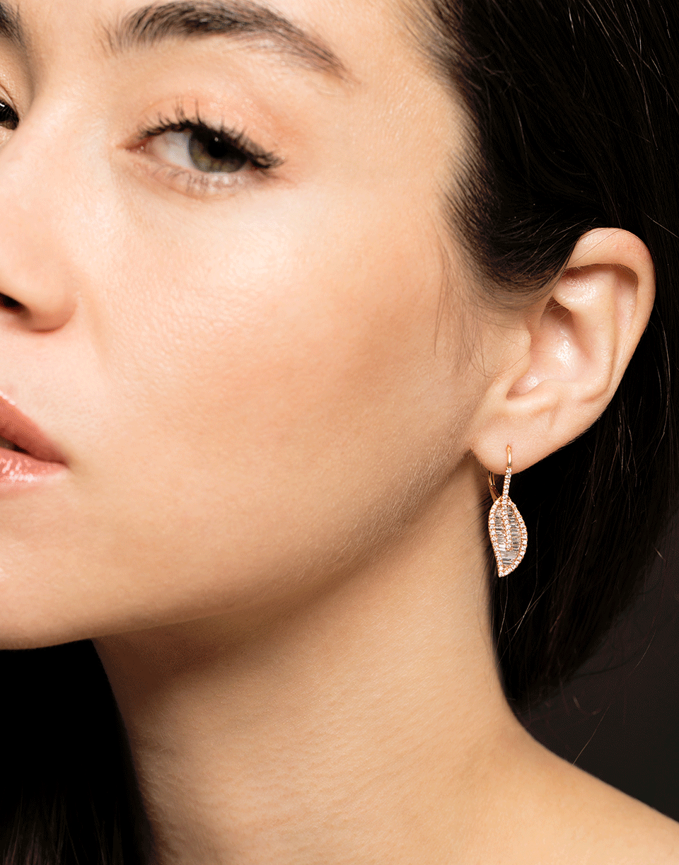 ANITA KO-Diamond Leaf Drop Earrings-ROSE GOLD