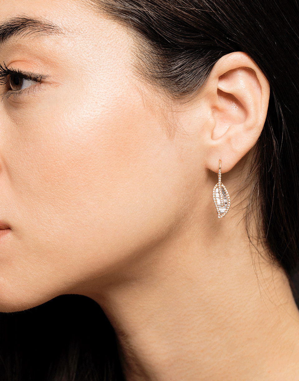 ANITA KO-Diamond Leaf Drop Earrings-ROSE GOLD