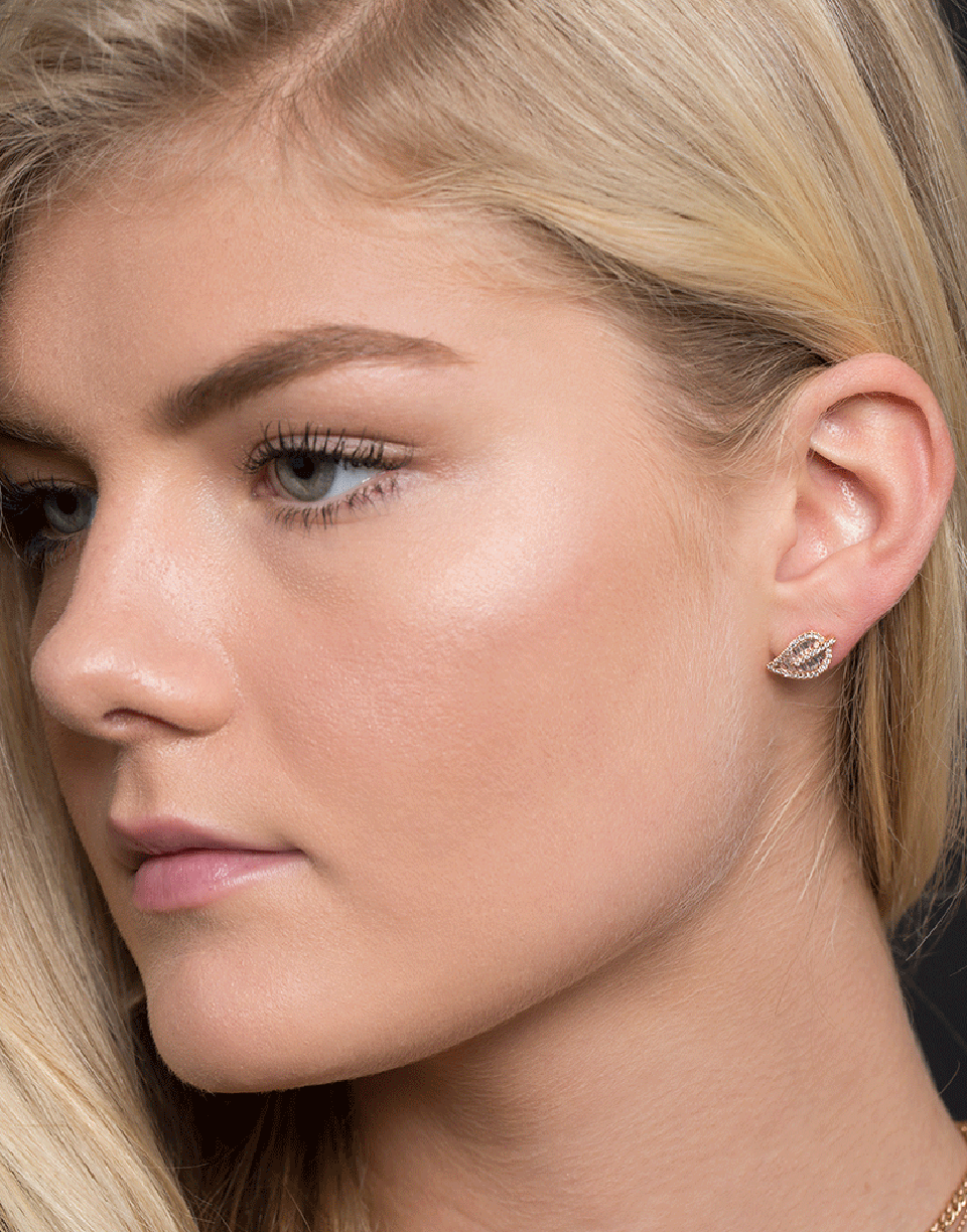 ANITA KO-Diamond Leaf Stud Earrings-ROSE GOLD