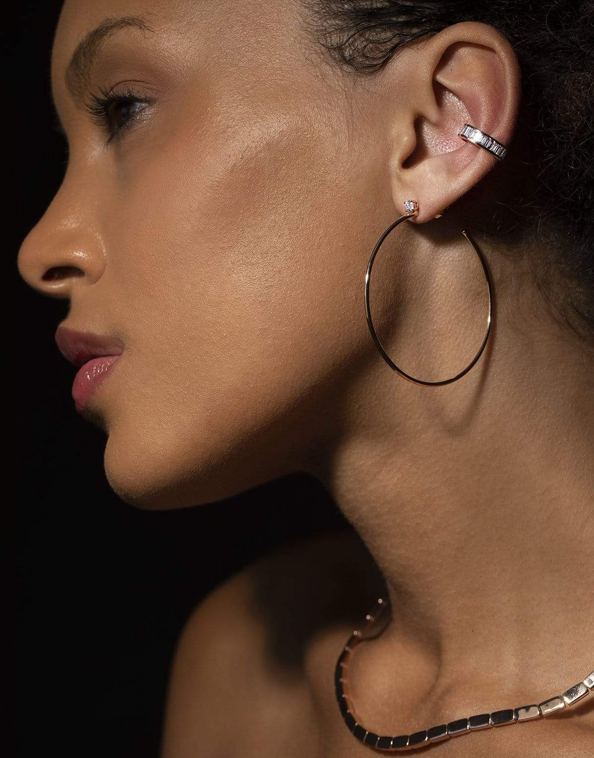 ANITA KO-Diamond Stud Hoop Earrings - Rose Gold-
