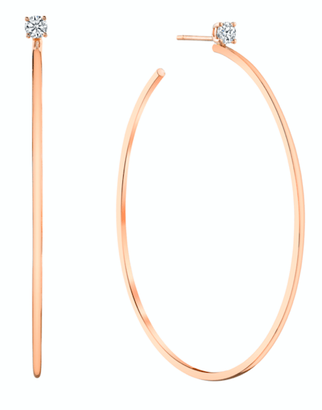 ANITA KO-Diamond Stud Hoop Earrings - Rose Gold-