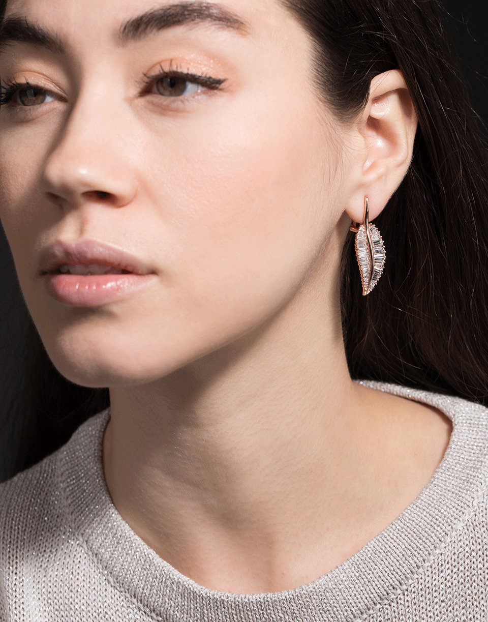 ANITA KO-Large Diamond Palm Leaf Drop Earrings-ROSE GOLD