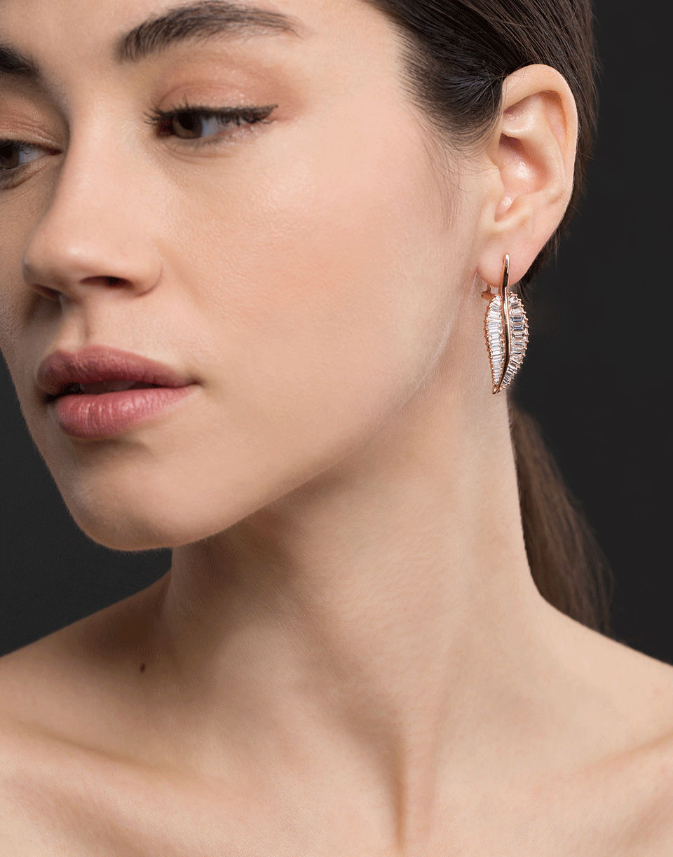 ANITA KO-Large Palm Leaf Diamond Drop Earrings-ROSE GOLD
