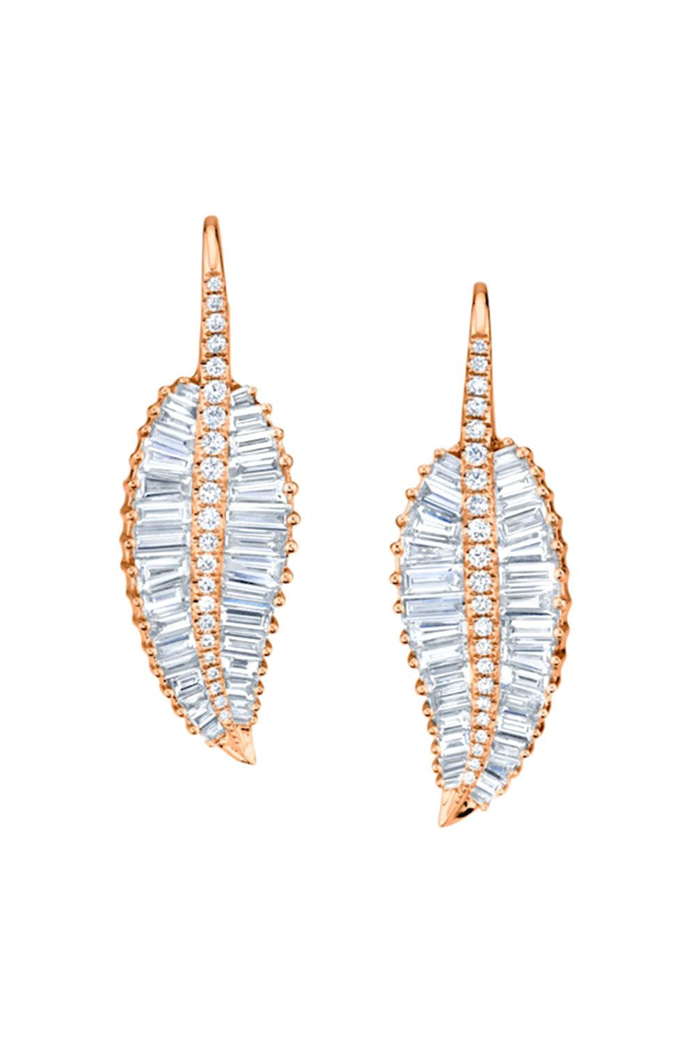 ANITA KO-Large Palm Leaf Drop Earrings-ROSE GOLD