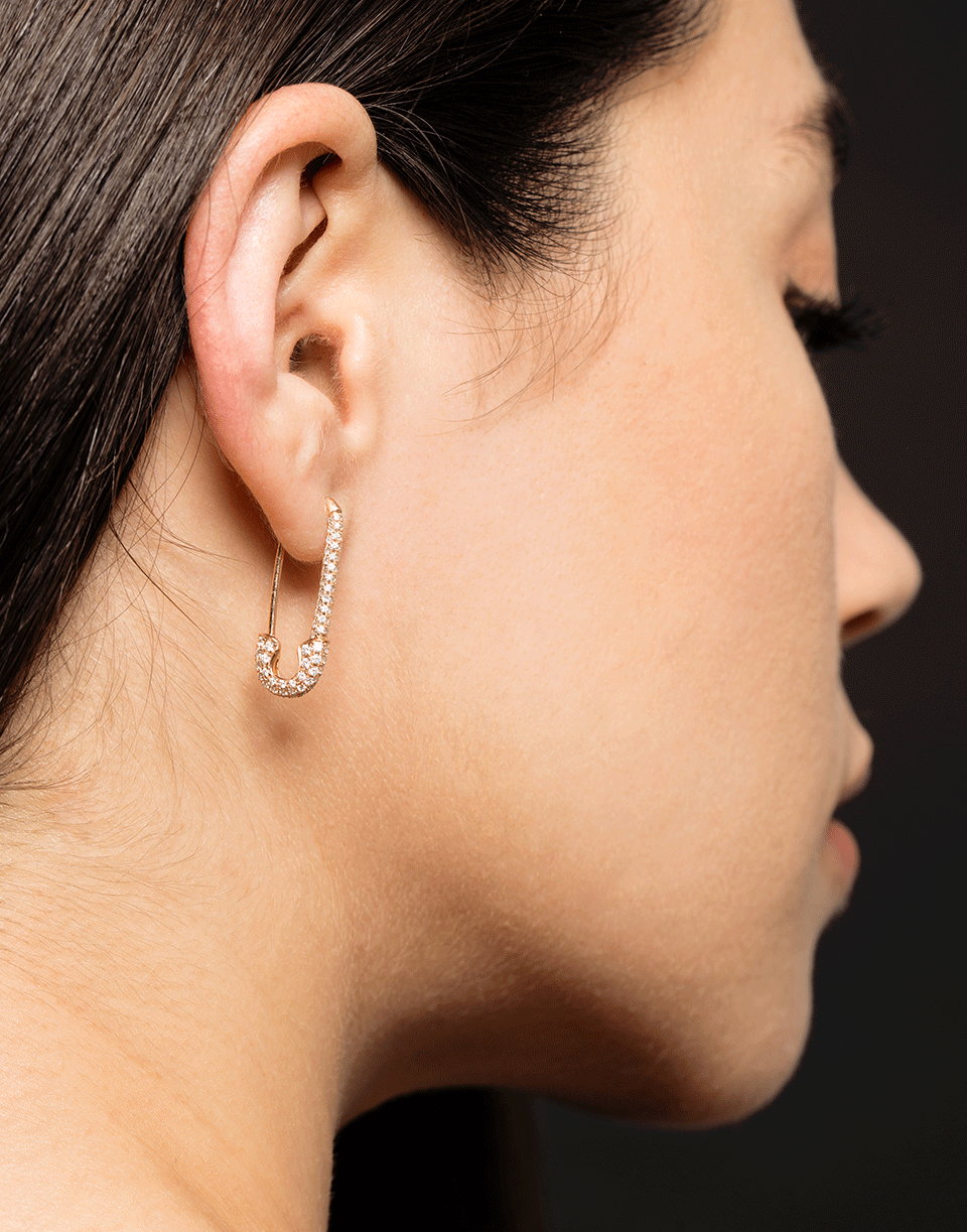 ANITA KO-Pave Diamond Safety Pin Earring-ROSE GOLD