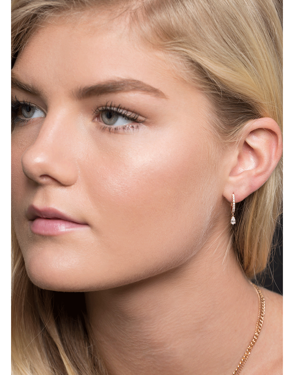 ANITA KO-Pear Diamond Drop Huggie Earrings-ROSE GOLD